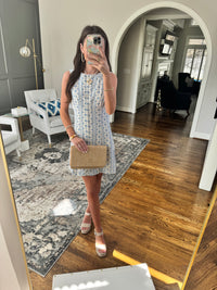 Blue Linen Button Down Dress