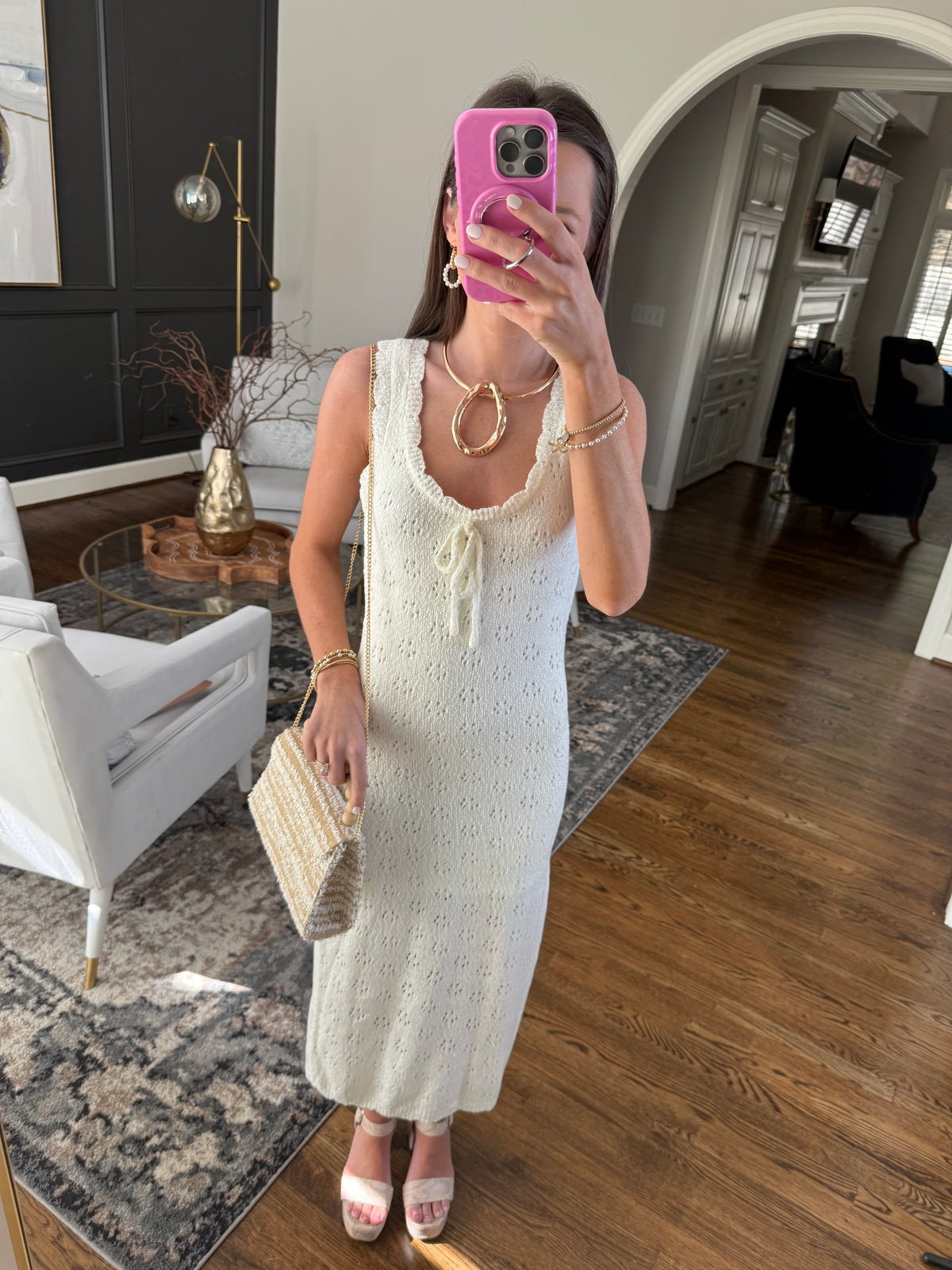 White Crochet Dress