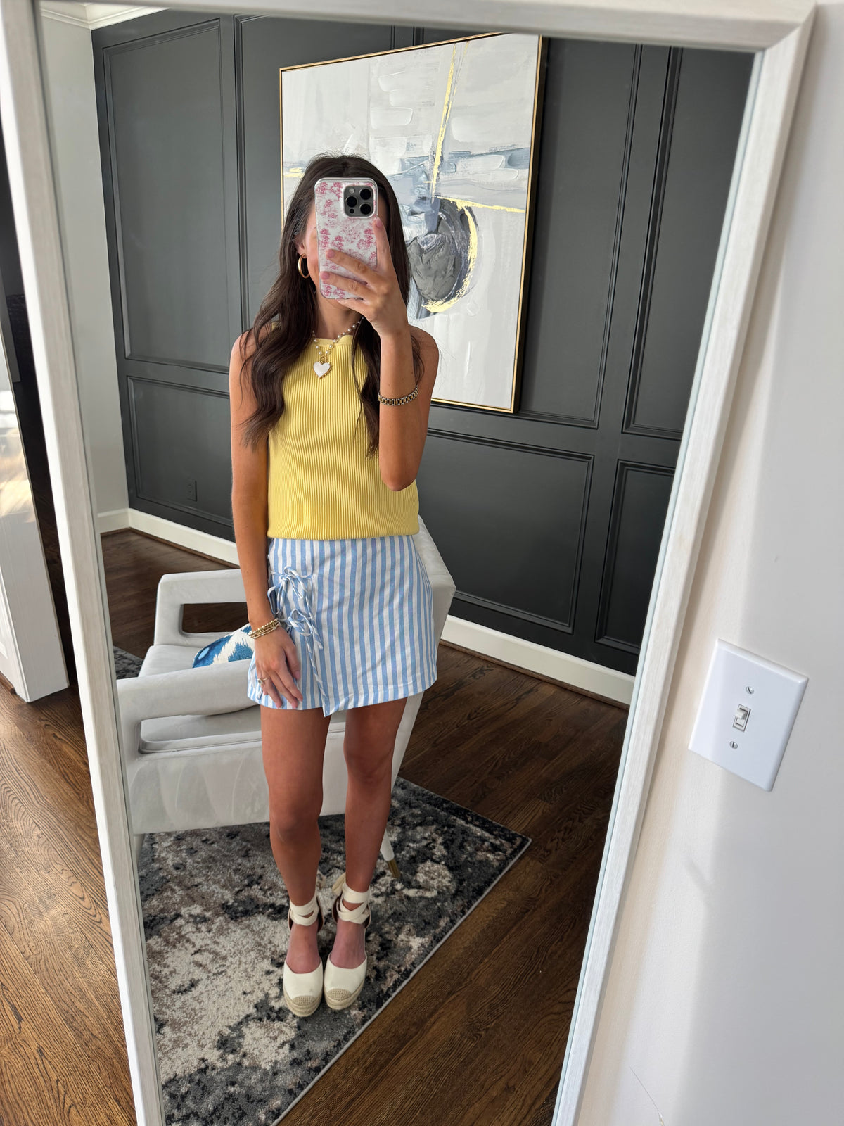 Blue Striped Beach Skort
