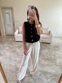 Linen Black & White Pants
