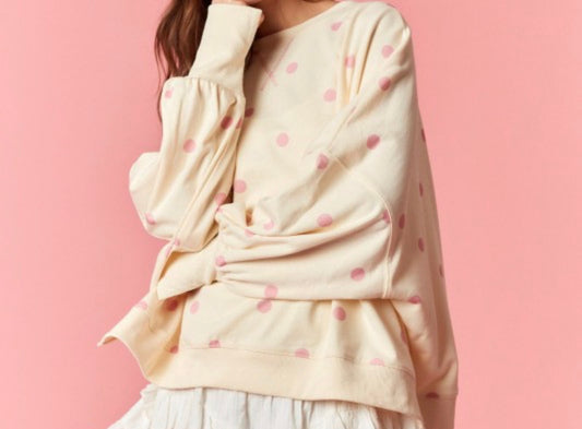 Ivory Pink Polka Dot Sweater