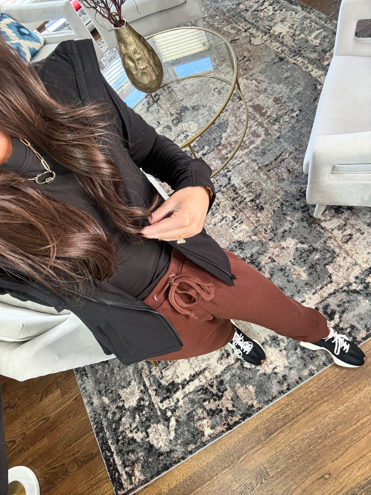 Brown Ribbed Joggers