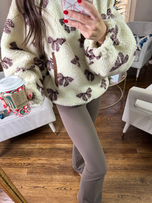 Brown Sherpa Bow Jacket