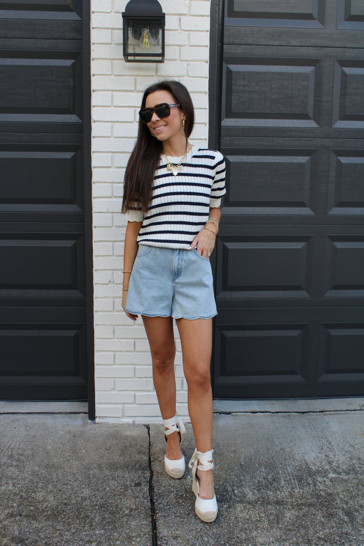 Navy and White Top