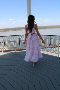 Pink Floral Tiered Ruffle Dress