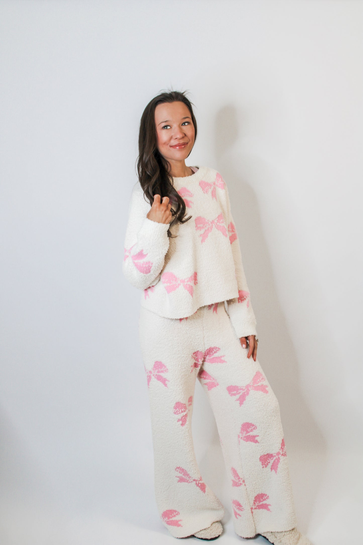 White Bow Sweater Set