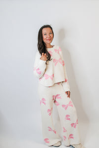 White Bow Sweater Set