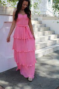 Mattie Pink Tiered Maxi Dress