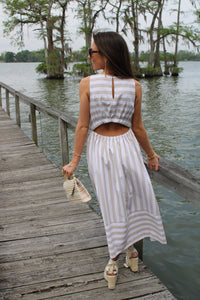 Tan & White Bow Dress