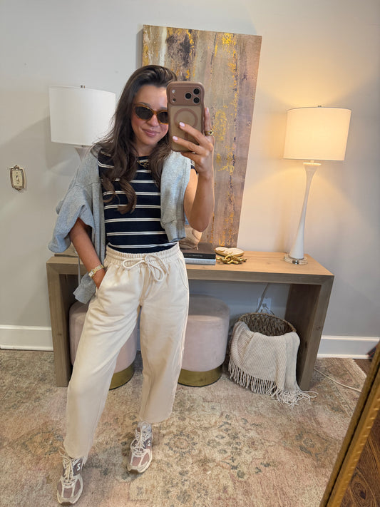 Navy Striped Babydoll Tee