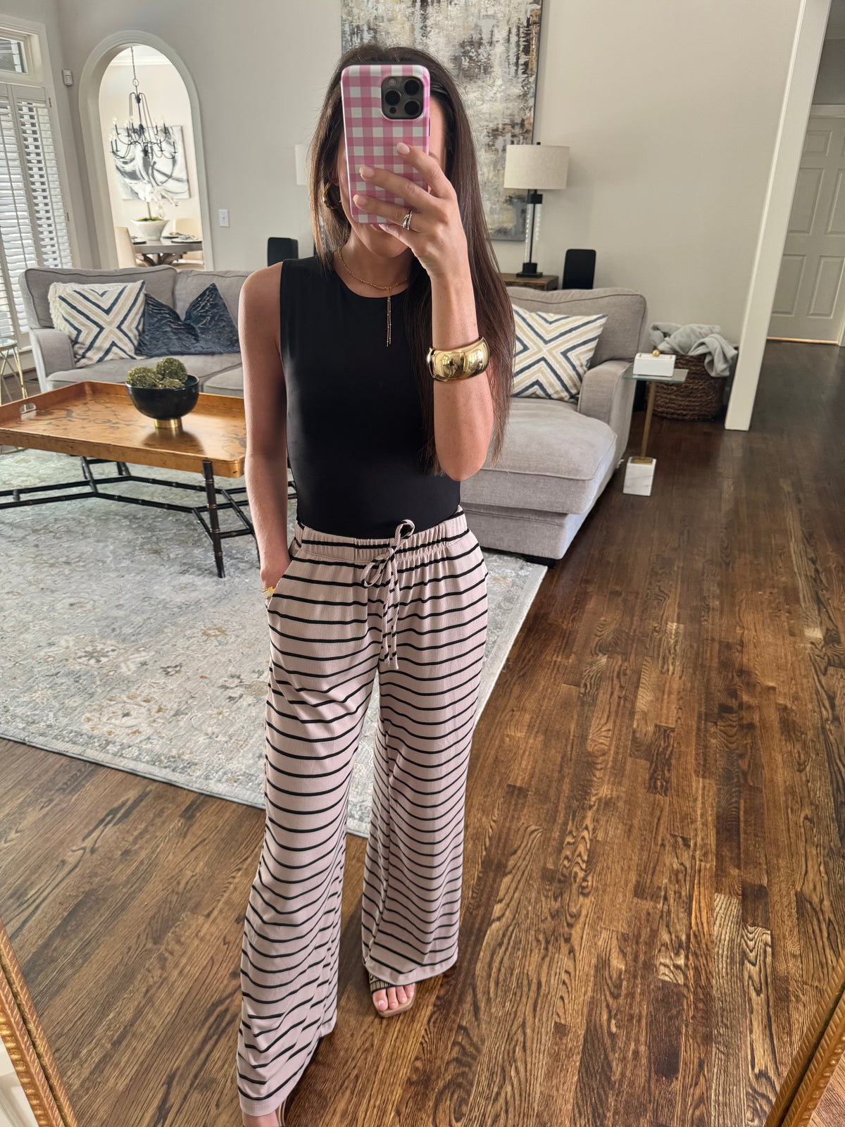 Ribbed Black & Mocha Pants
