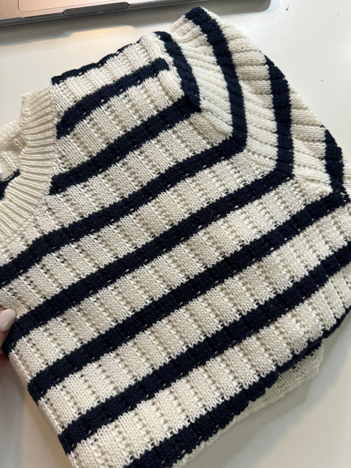 Navy and White Top