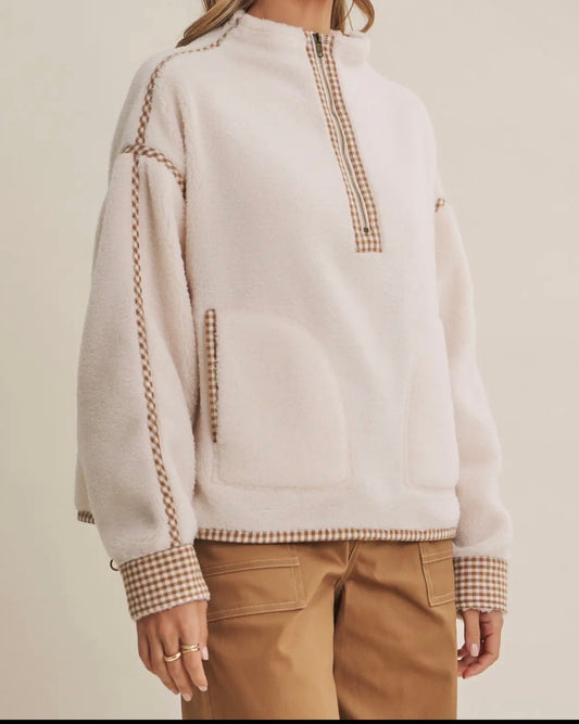 Cozy Cabin Gingham Fleece Pullover