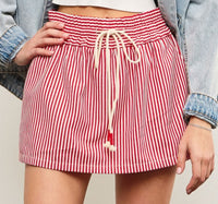 Red & White Striped Skort