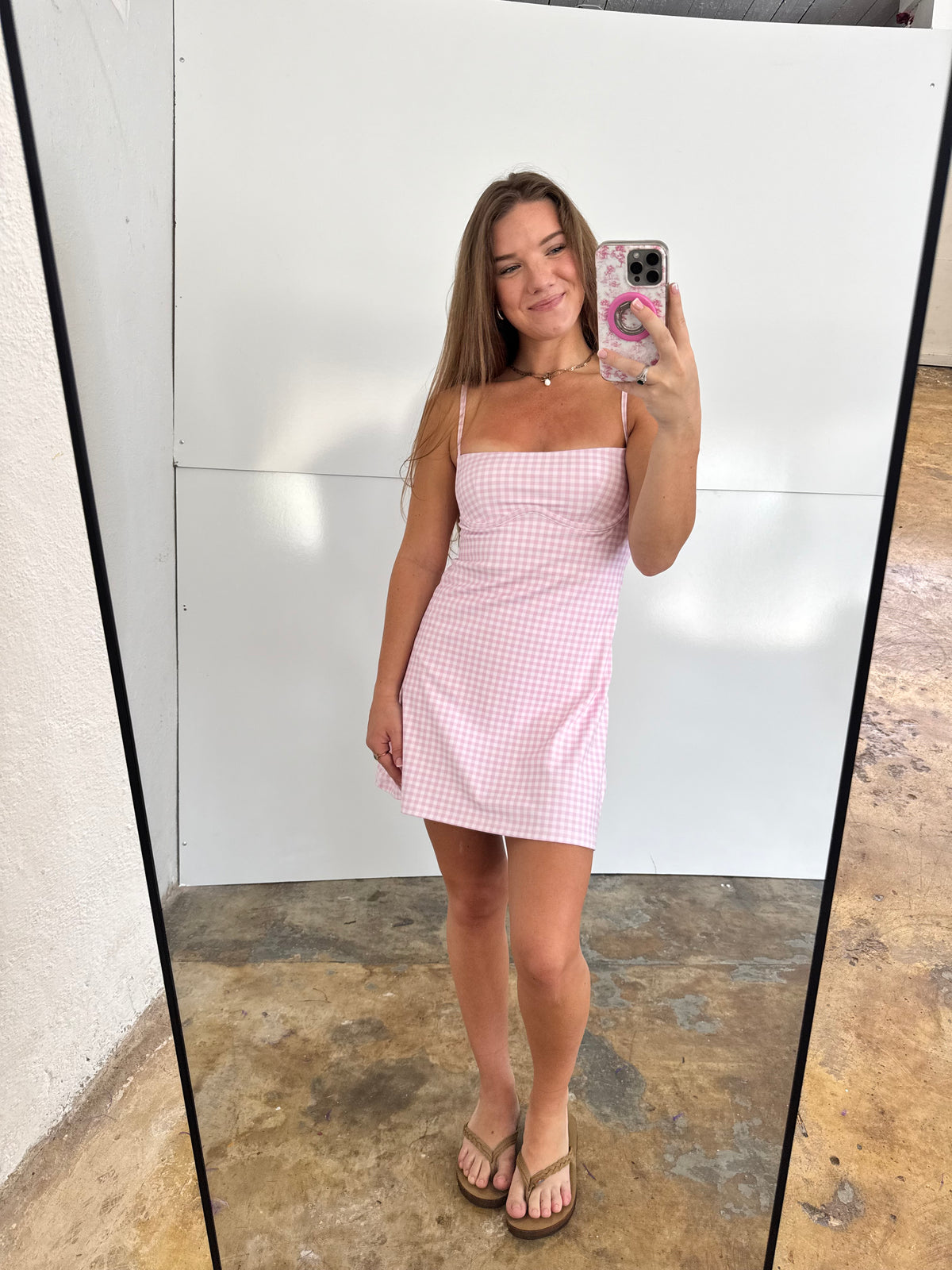 Pink Gingham Active Dress