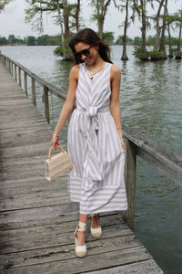 Tan & White Bow Dress