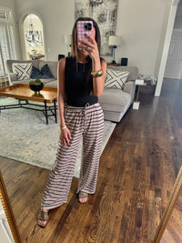Ribbed Black & Mocha Pants