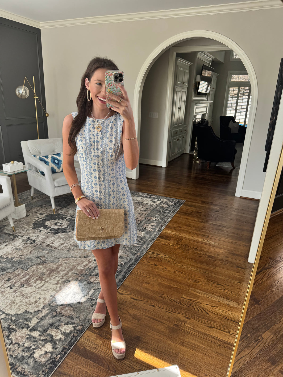 Blue Linen Button Down Dress
