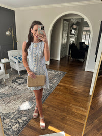 Blue Linen Button Down Dress