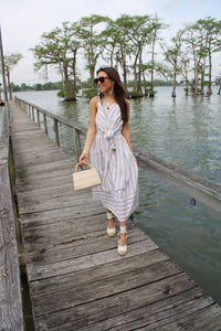 Tan & White Bow Dress