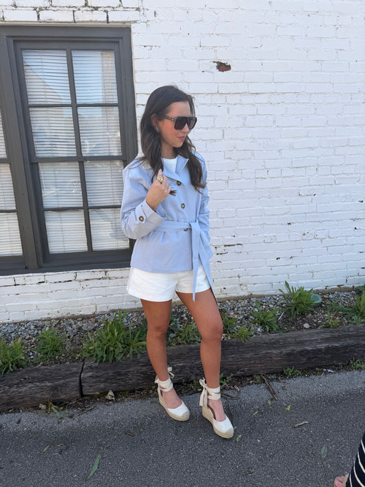 Blue Mandy Button Up Jacket