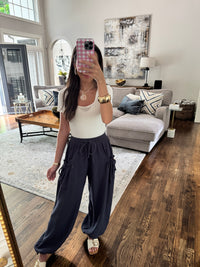 Blue Linen Joggers