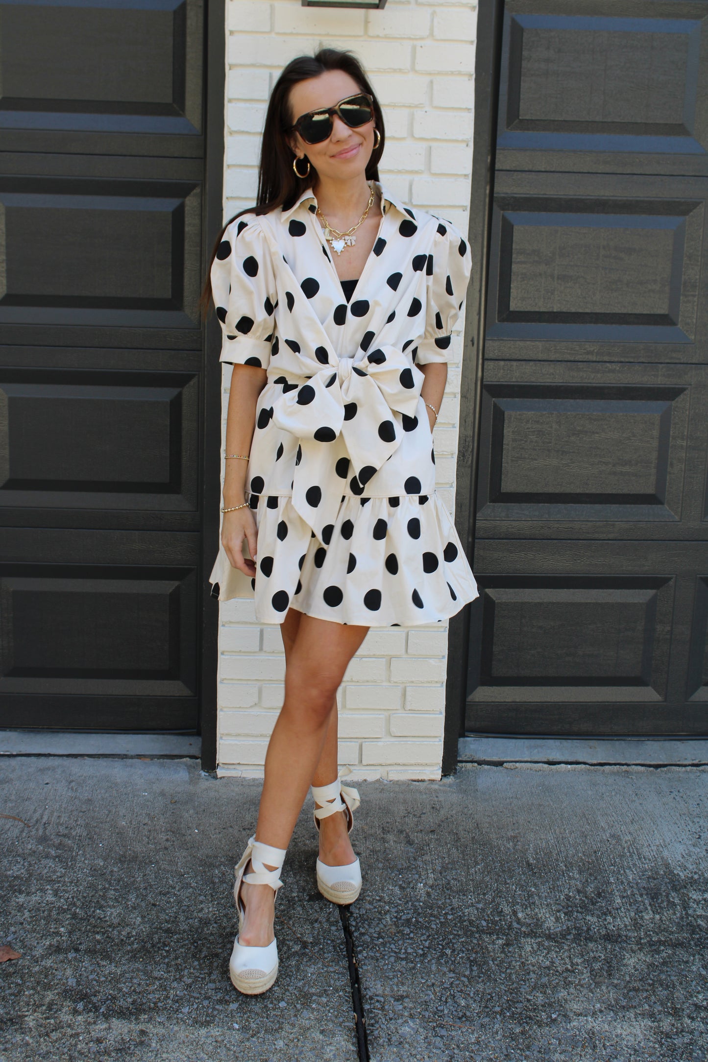 Polka Dot Puff Sleeve Dress