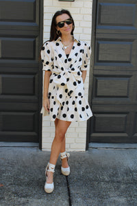 Polka Dot Puff Sleeve Dress
