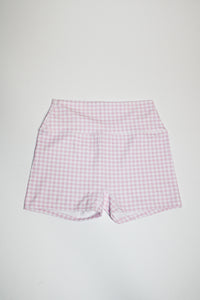 Gingham Pink & White Biker Short
