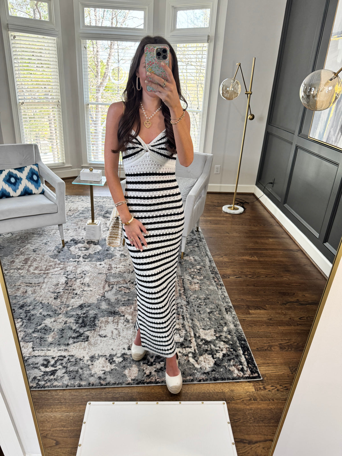 Crochet Black & White Dress