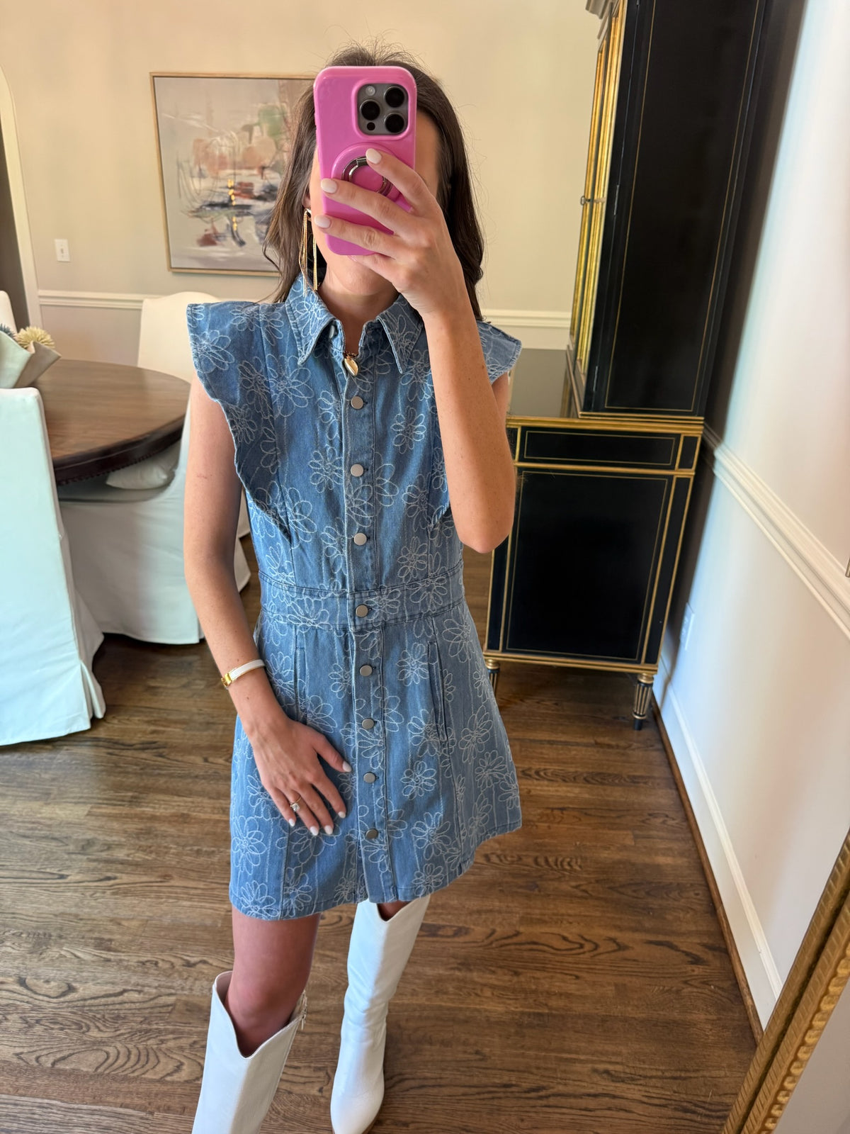 Denim Floral Dress
