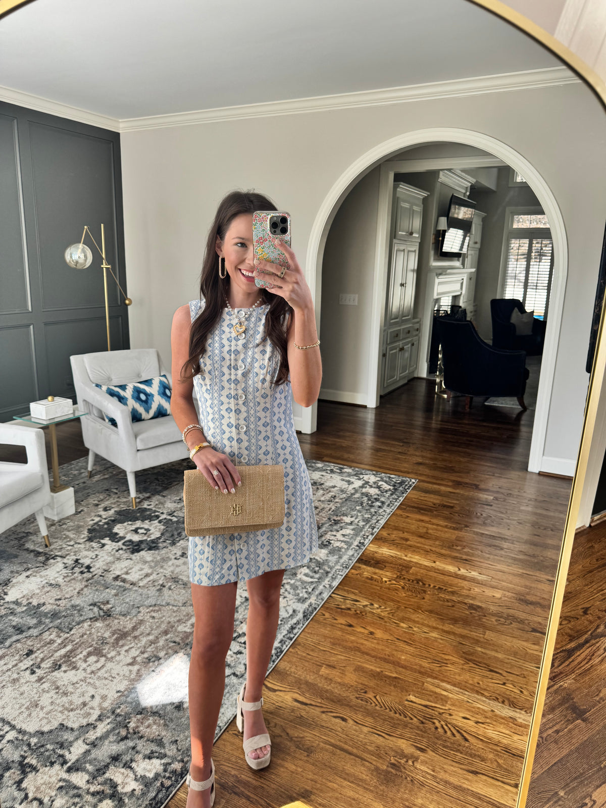 Blue Linen Button Down Dress