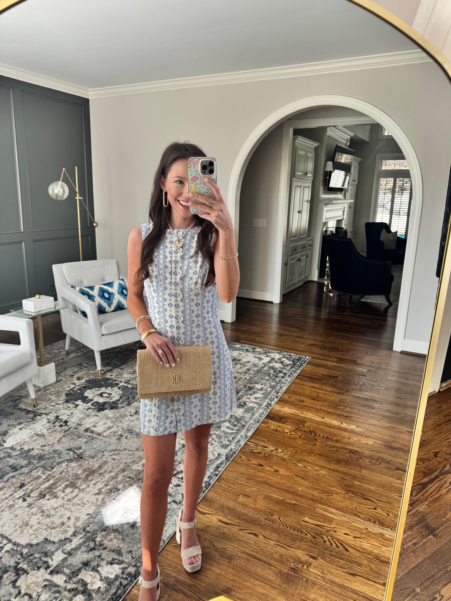 Blue Linen Button Down Dress