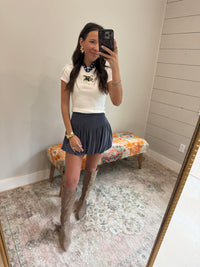 Blue Ribbed Bubble Skirt