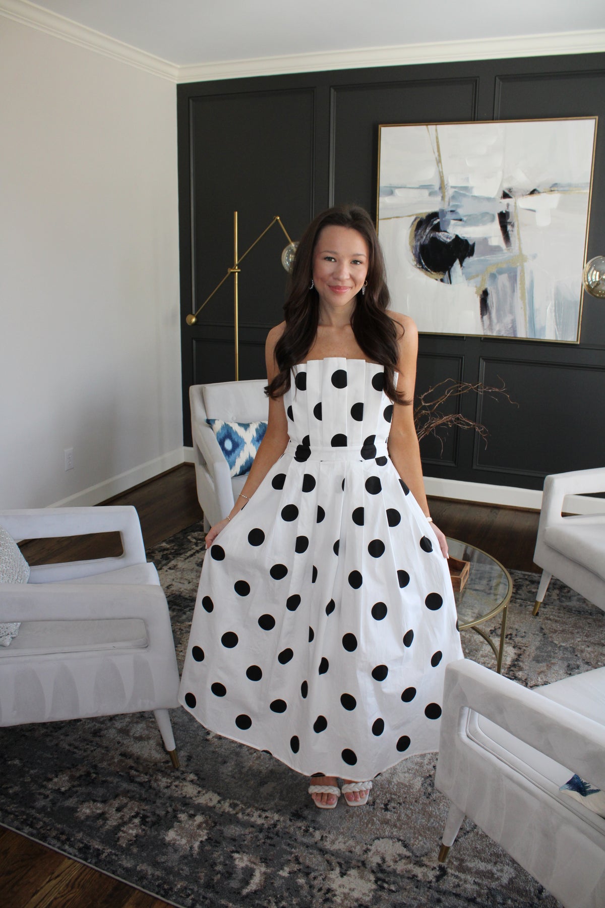 Polka Dot Strapless Dress