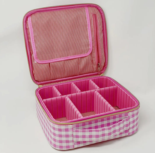 Pink Gingham Makeup Bag