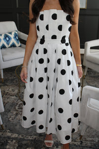 Polka Dot Strapless Dress