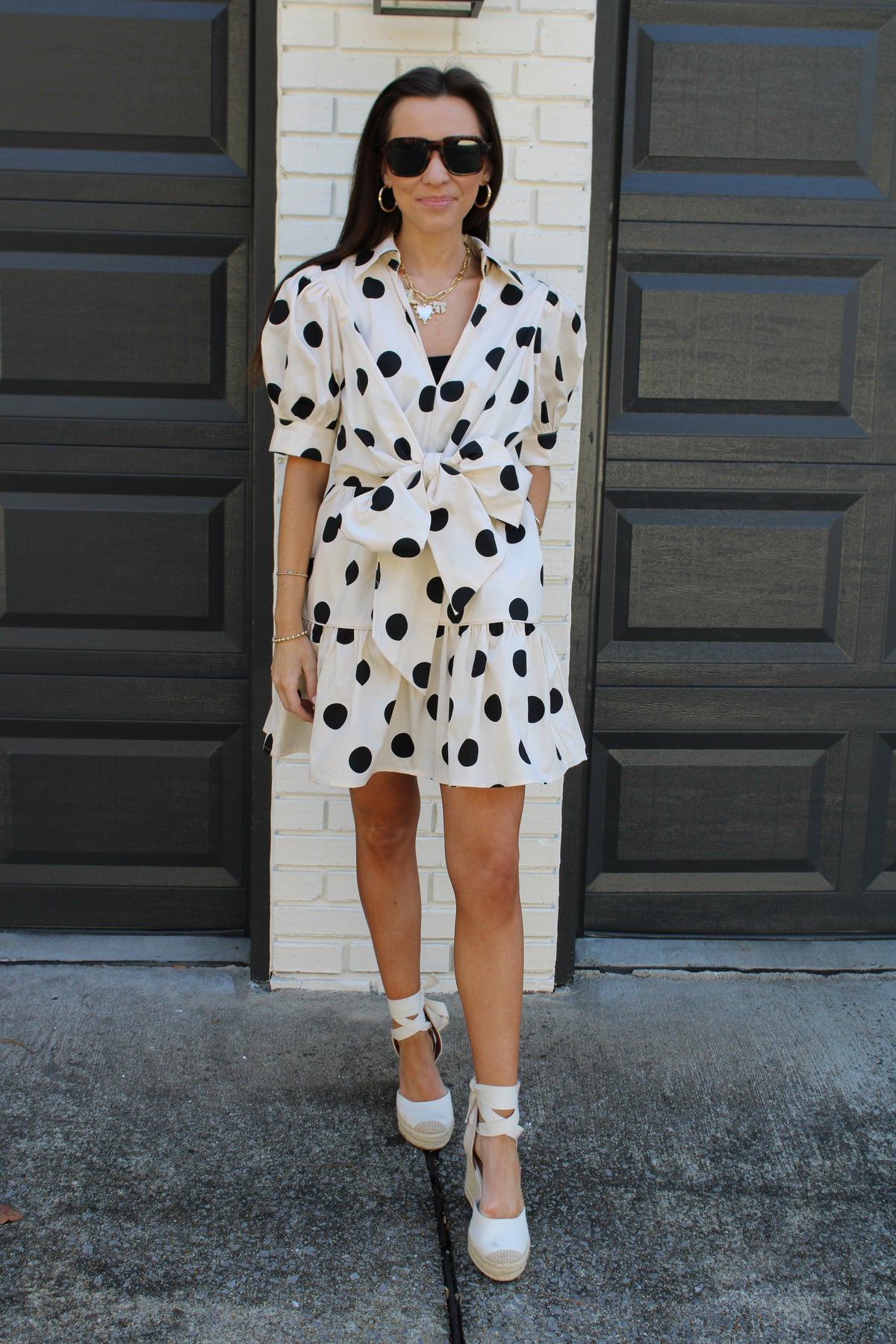 Polka Dot Puff Sleeve Dress