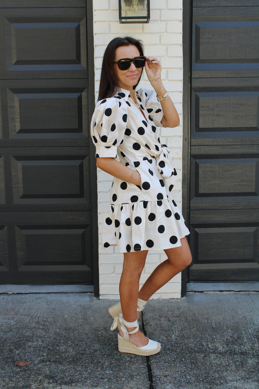 Polka Dot Puff Sleeve Dress