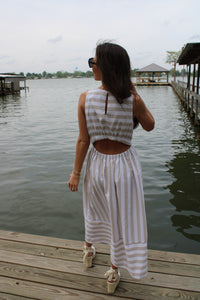 Tan & White Bow Dress