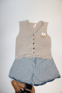 Oatmeal Lace Vest