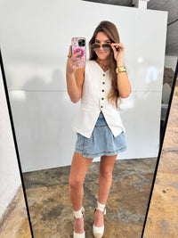 White Linen Vest