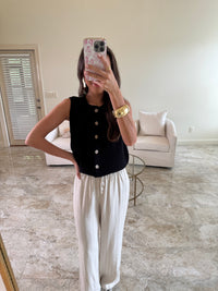 Linen Black & White Pants