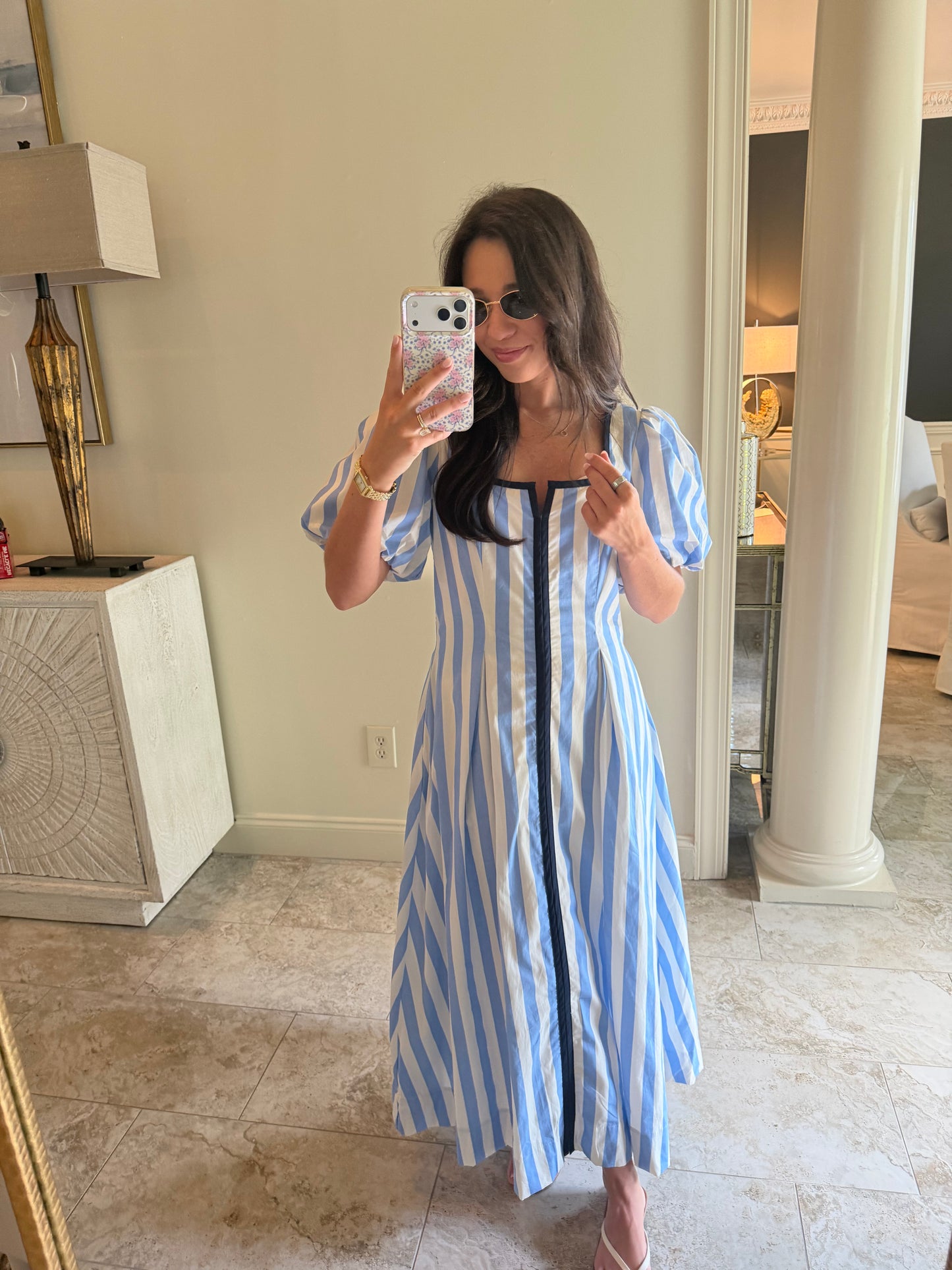 Catherine Striped Blue Dress