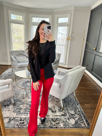 Red Paisley Flare Pants