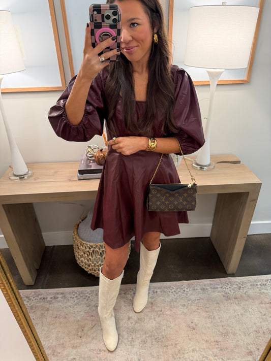 Leather Maroon Dress