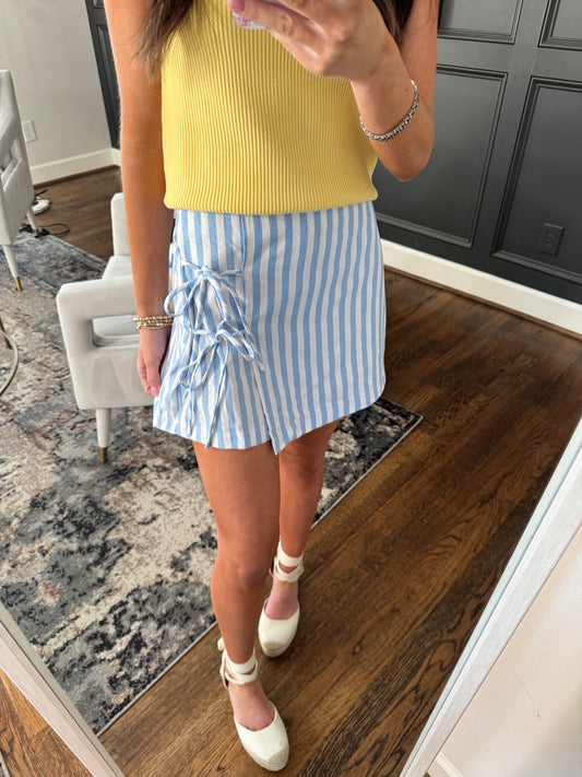 Blue Striped Beach Skort