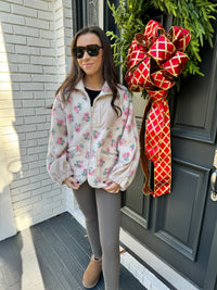 Pink Floral Zip-Up Jacket
