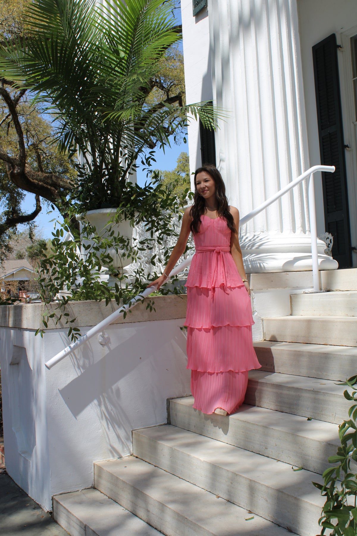 Mattie Pink Tiered Maxi Dress