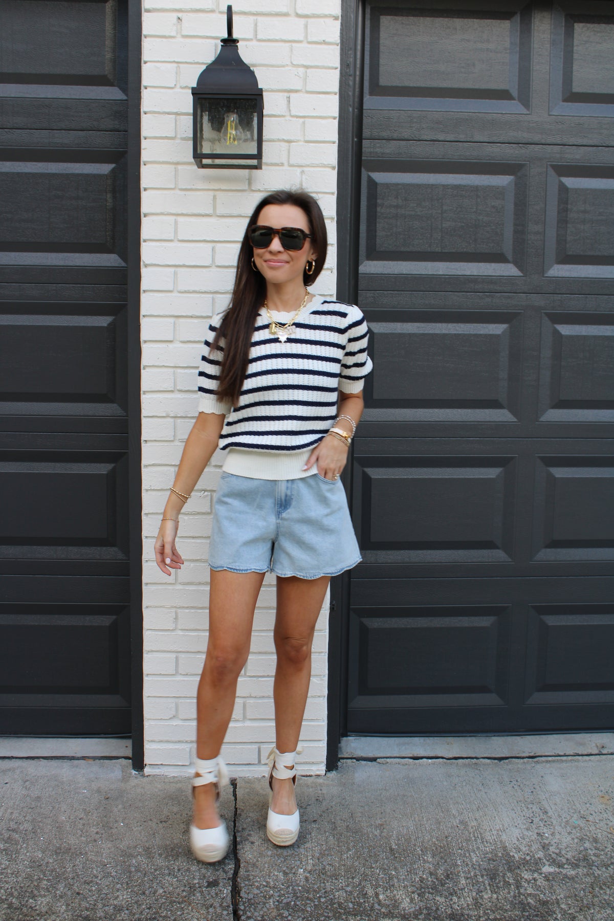 Navy and White Top